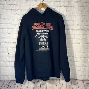 End of The World Tour Black Hoodie Mens size XL Earthquake Aliens